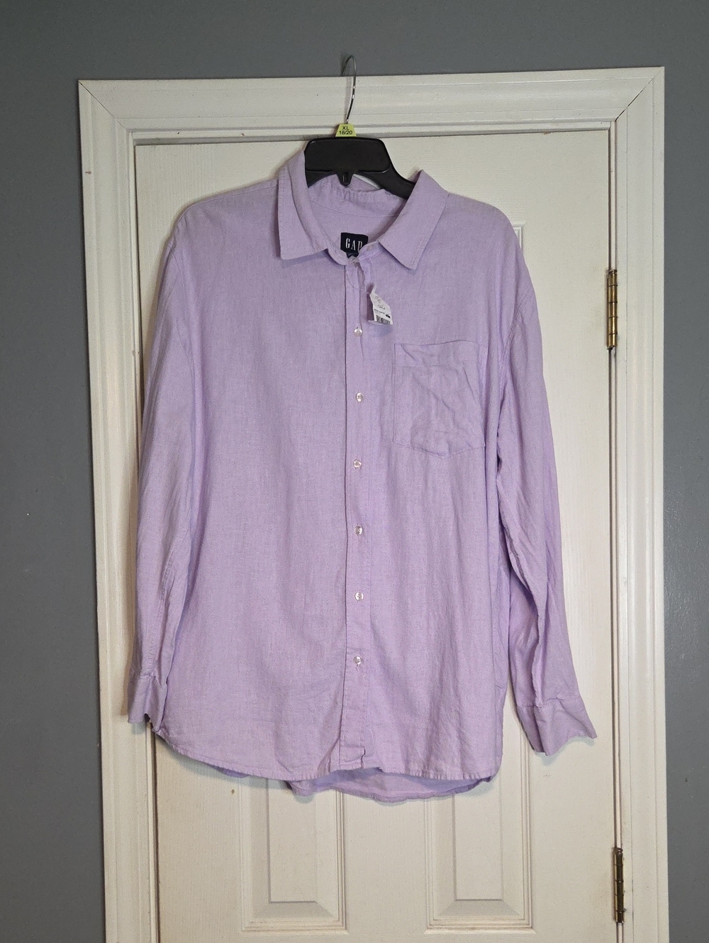 GAP Lavender Long-Sleeve Button-Down Shirt Linen Blend